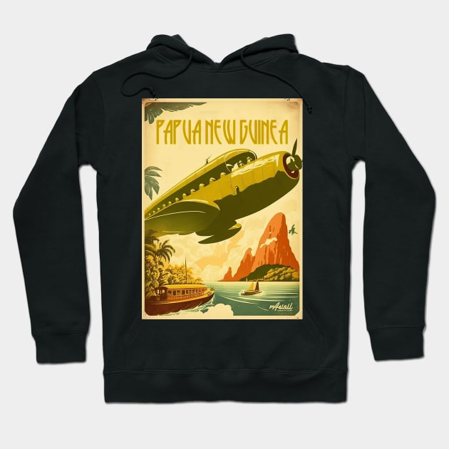 Papua New Guinea Plane Vintage Travel Art Poster Hoodie by OldTravelArt